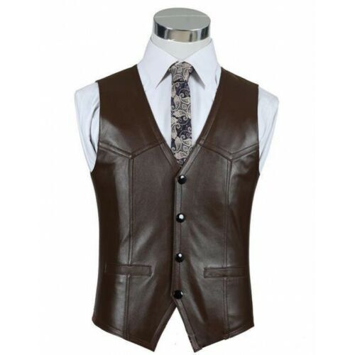Gilet pelle marrone - gilet, in