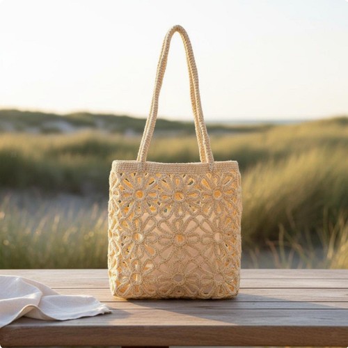 Borsa paglia con fiori - con,