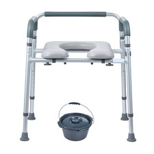 Comodino Sedia Imbottito Sedile WC Rialzato ad Altezza Regolabile