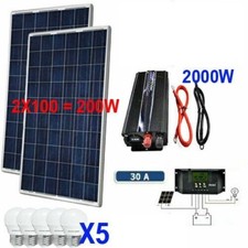 Kit Fotovoltaico 2 KW Pwm Inverter 2000W Pannello Solare 200W regolatore 30 amp