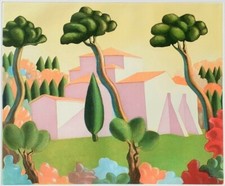 Salvo: Paesaggio 1990, Acquatinta a colori, Arte Moderna, arredamento, design