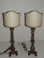 COPPIA candelabri lampade da tavolo abat-jour con pergamena impianto elettrico