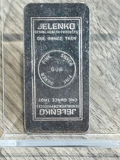 JELENKO DENTAL HEALTH PRODUCTS ONE OUNCE TROY .999 FINE SILVER BAR ~ SCARCE BAR
