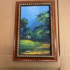 C. Senao, dipinto olio su tela, incorniciato, Paesaggio con edificio