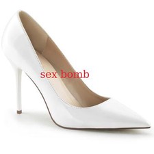 SEXY decolte' a PUNTA tacco 10 dal 35 al 46 BIANCO LUCIDO sposa Fashion GLAMOUR