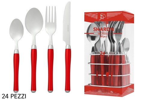 Set posate rosse tavola 24 - set,