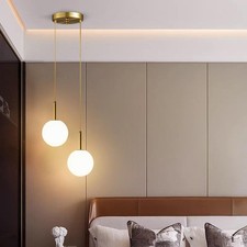 Lampada da comodino moderna a sospensione LED vetro bianco/grigio stile nordico bella