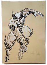 Schizzo Wolverine fatto usando solo la parola "Romita" Calligramma ~ 11x17 us