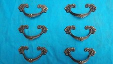  ANTICA SERIE DI 6 MANIGLIE IN BRONZO X CASSETTONE CASSETTIERA COMO' SETTIMANALE