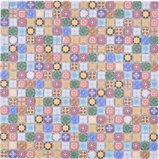 Mosaico IN Vetro Colorato Combinato Modello Retrò Vintage Rivestimento 10 Opaco