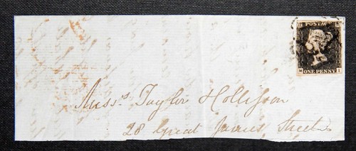 1840 penny nero su - qv,