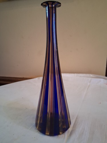 Vaso vetro soffiato blu - soffiato,