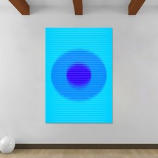 Arte da parete minima astratta cerchi blu - stampa arte da parete arrotolata tela