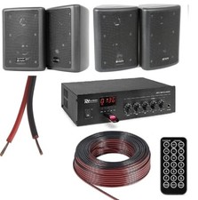 KIT AUDIO 100 WATT FILODIFFUSIONE BLUETOOTH+USB+RADIO FM+TELEC.+ 4 CASSE  NERE