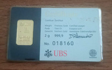 Lingotto Oro UBS 2 g grammi Fine Gold 999,9 + Lingotto Gold Bullion 1 Grain