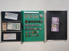 LOTTO NUMISMATICA, CARTELLA, BANCONOTE E MONETE CON 500 LIRE ARGENTO