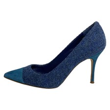 MANOLO BLAHNIK Blue Wool Suede