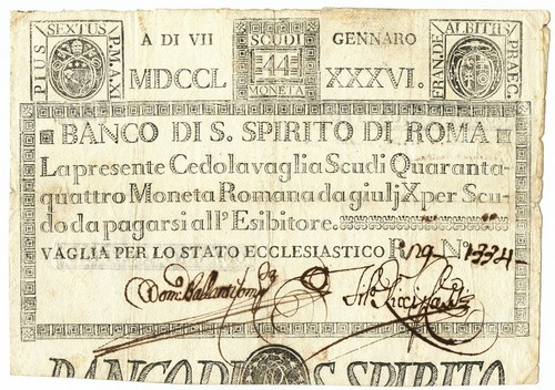 Scudi cedola banco santo - scudi,