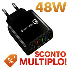 CARICATORE USB MULTIPLO 48W CARICABATTERIA USB UNIVERSALE PRESA MULTIPLA USB
