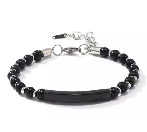 Bracciale uomo pietra nera - bracciale,