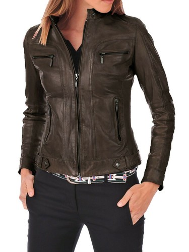 Giacca donna pelle marrone
