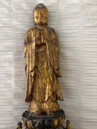 Antico legno buddista - legno,