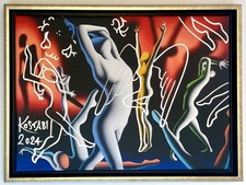 Mark Kostabi - Tecnica Mista Con Cornice Certificato CoA Pop Art 