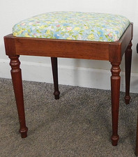 Sgabello poggiapiedi vintage gambe tornite legno massello di mogano panca da cucire anni 50 ottimo stato