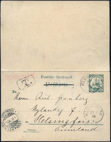 Togo 1904 cartolina doppia