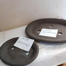 set di 2 vasi per bonsai giapponesi tradizionali tokoname " 和鉢常滑" ovali in...