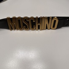 Cintura Moschino Couture con logo lettera oro - vera pelle - taglia 52 (XS).    3751