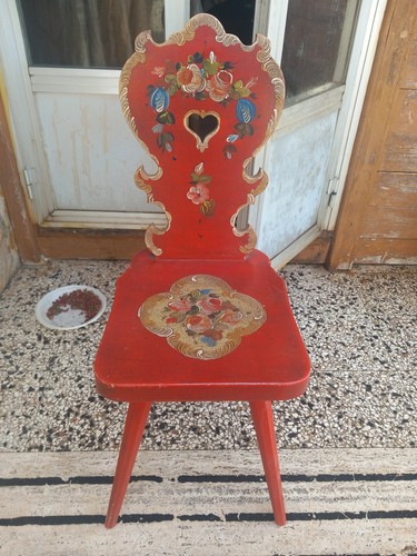 Sedia tirolese dipinta - sedia,