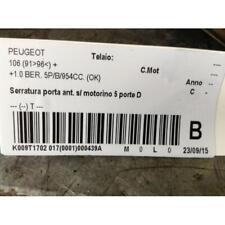 SERRATURA PORTA ANT. DX PER PEUGEOT 106 (91-96) 1.0 BER. 5P/B/954CC. 1991