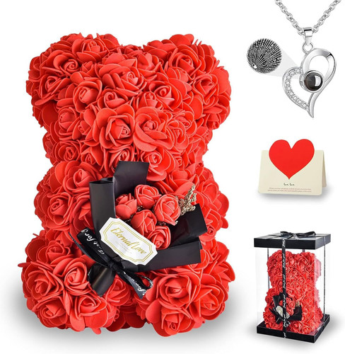 Orsetto rosa fiore regalo - orsetto,