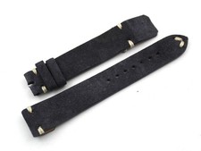 Cinturino  Pelle Scamosciata Blu 18/16mm Ansa Fissa Artigianale Made Italy Sport