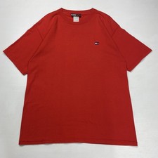 T-shirt uomo vintage Tommy Hilfiger L rossa petto bandiera logo ricamo retrò sport