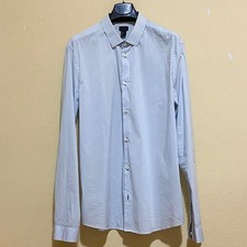 H&M Camicia Manica Lunga Righe Celeste Blu Bianco Classico Elegante Casual