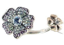 Anello Pandora SS Fiori Gloriosi Cristallo Blu, Viola e Verde 197086NRPMX 54