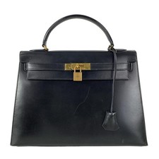 HERMES Kelly 32 Black Box Calf
