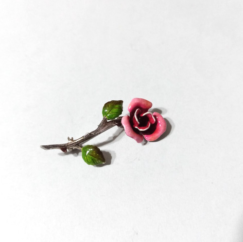 Spilla vintage con rosa - , in