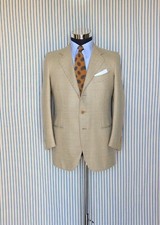 Sartoria Cartolano bespoke beige PoW sport jacket 44-46EU NEW!