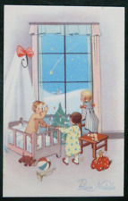 20A CARTOLINA BUON NATALE STANZA CON BIMBI E GIOCATTOLI