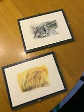 2 QUADRI CON VETRO DISEGNO STAGIONI ESTATE + INVERNO PERFETTE CONDIZIONI