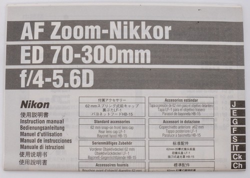 Nikon foglio uso - ,