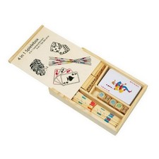 Scatola in legno 4 giochi classici-Small Foot 2866-Carte,dadi,shanghai,domino