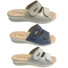 Tiglio Ciabatte da per donna regolabili con sottopiede soft in vera pelle comode
