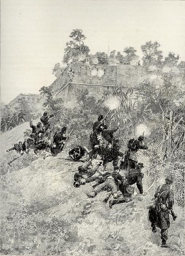 1884 stampa antica battaglia - antica,