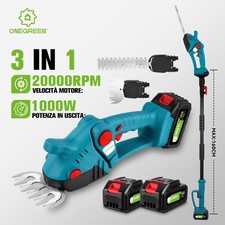 3IN1 Telescopico Tagliasiepi Potatore Taglia Siepe Tosasiepi Tosa Con 2 batteria