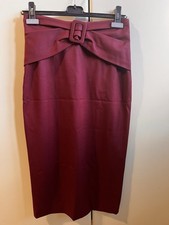 Gonna Rubino Lunga Rossa 42 M Lana Elastane Fibbia Elegante Nastro Vestiario New