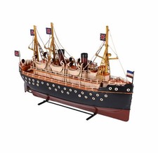 Modellino Barca Nave del 1900 Transatlantica metallo soprammobile da collezione 